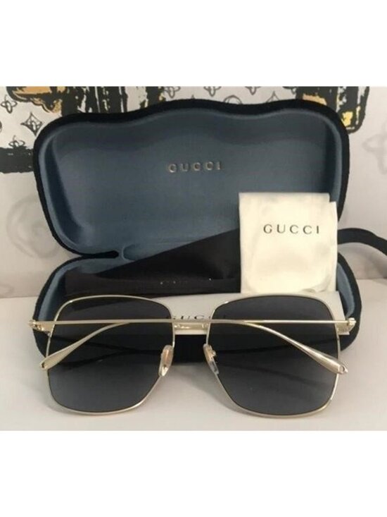 New Authentic Gucci GG1031S 001 Gold Square Sunglasses Grey Gradient Lenses main image 6